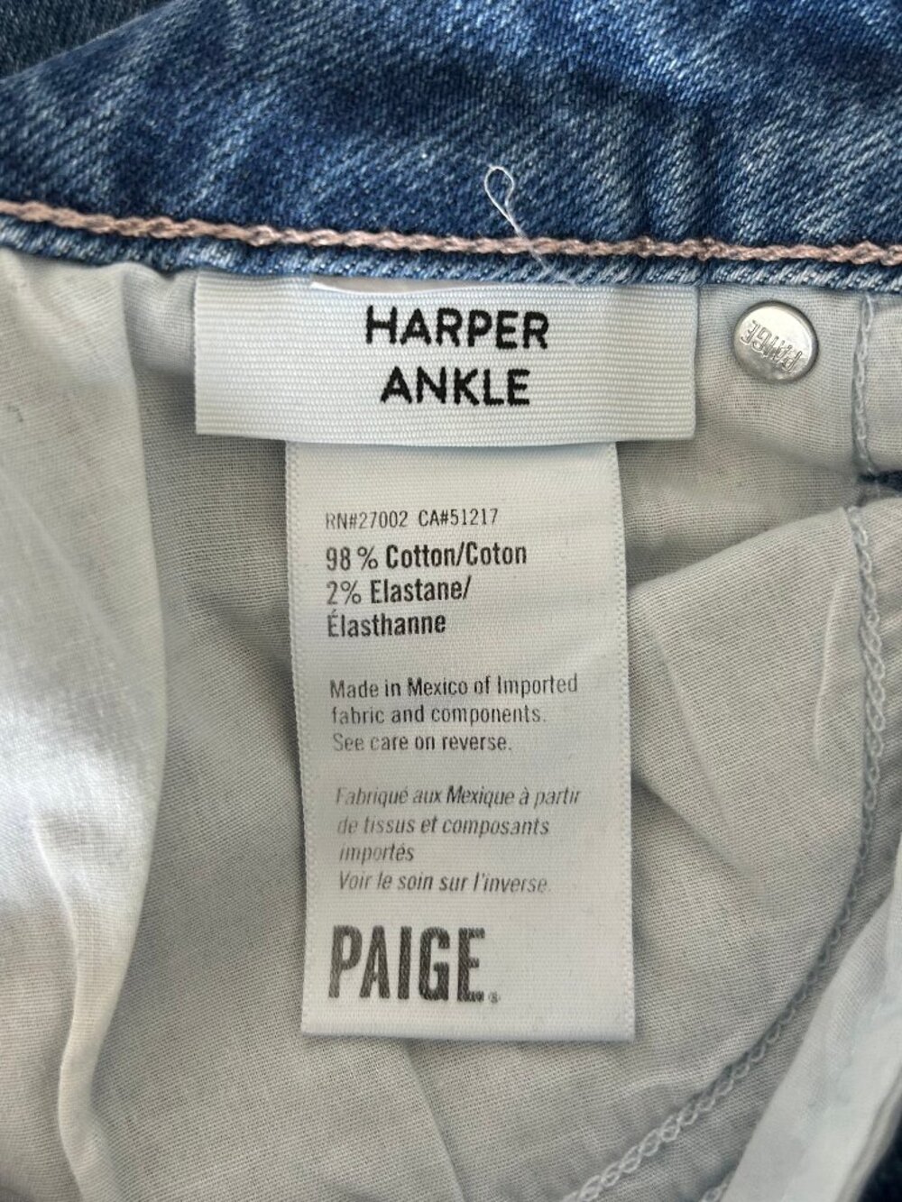 PAIGE Harper Ankle Jeans Women Size 24 High Rise Wide Leg Cropped Blue Denim - Picture 7 of 10